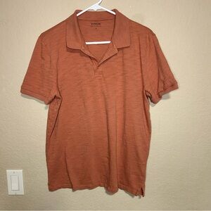 Vince 100% Cotton Polo Shirt in Rust Medium